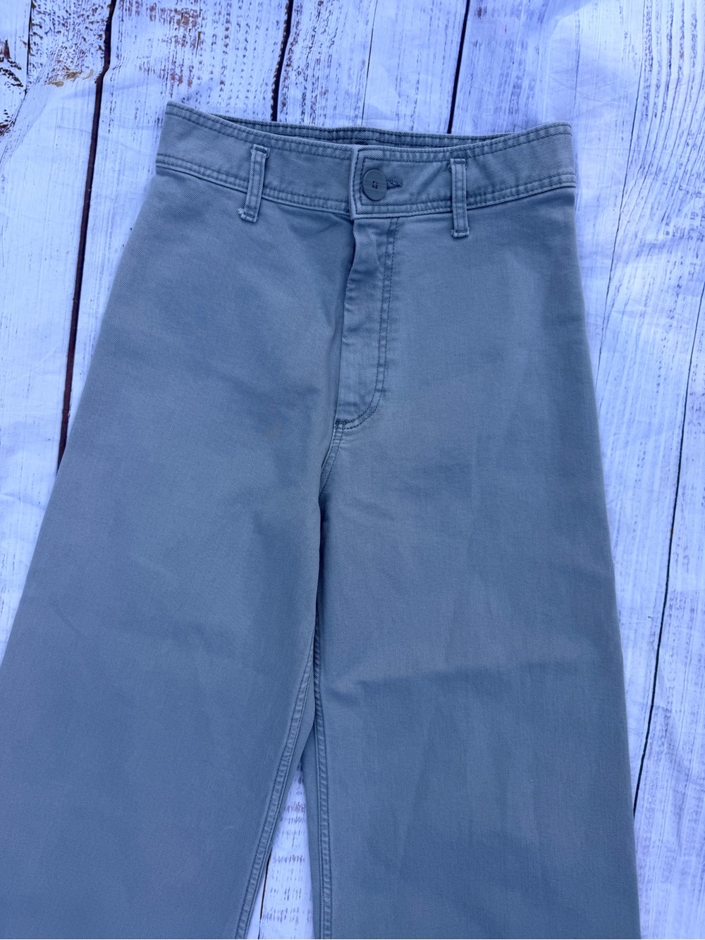 Zara Wide Leg Pants Marine Straight Women’s Green Size 6 Minimalist Chic Casual - Picture 4 of 13